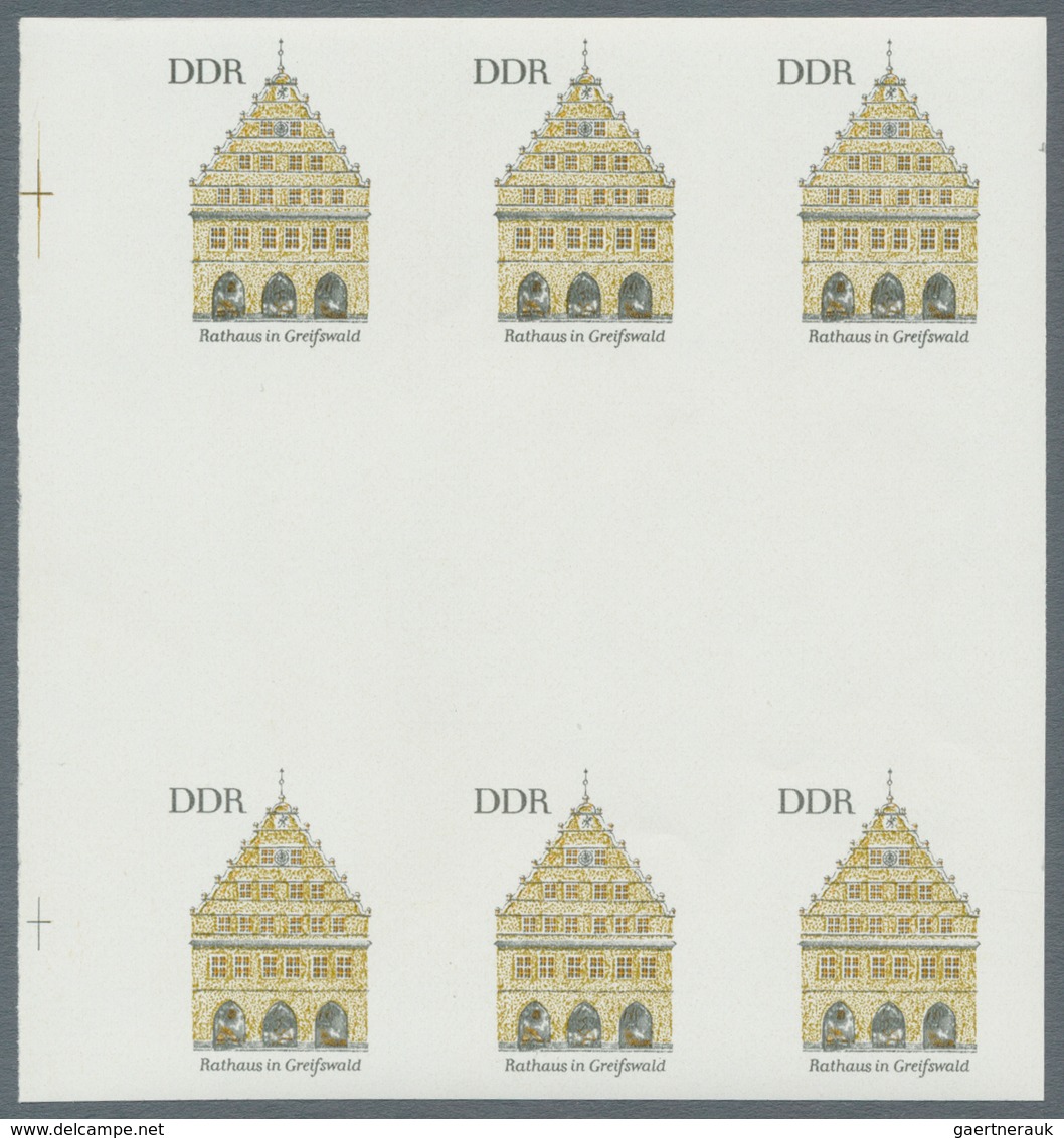 DDR: 1968, 25 Pfg. Greifwald Im Geschnittenen 6-er-Block, Einmal Mit Druckvermerk. Vier Postfrische - Other & Unclassified