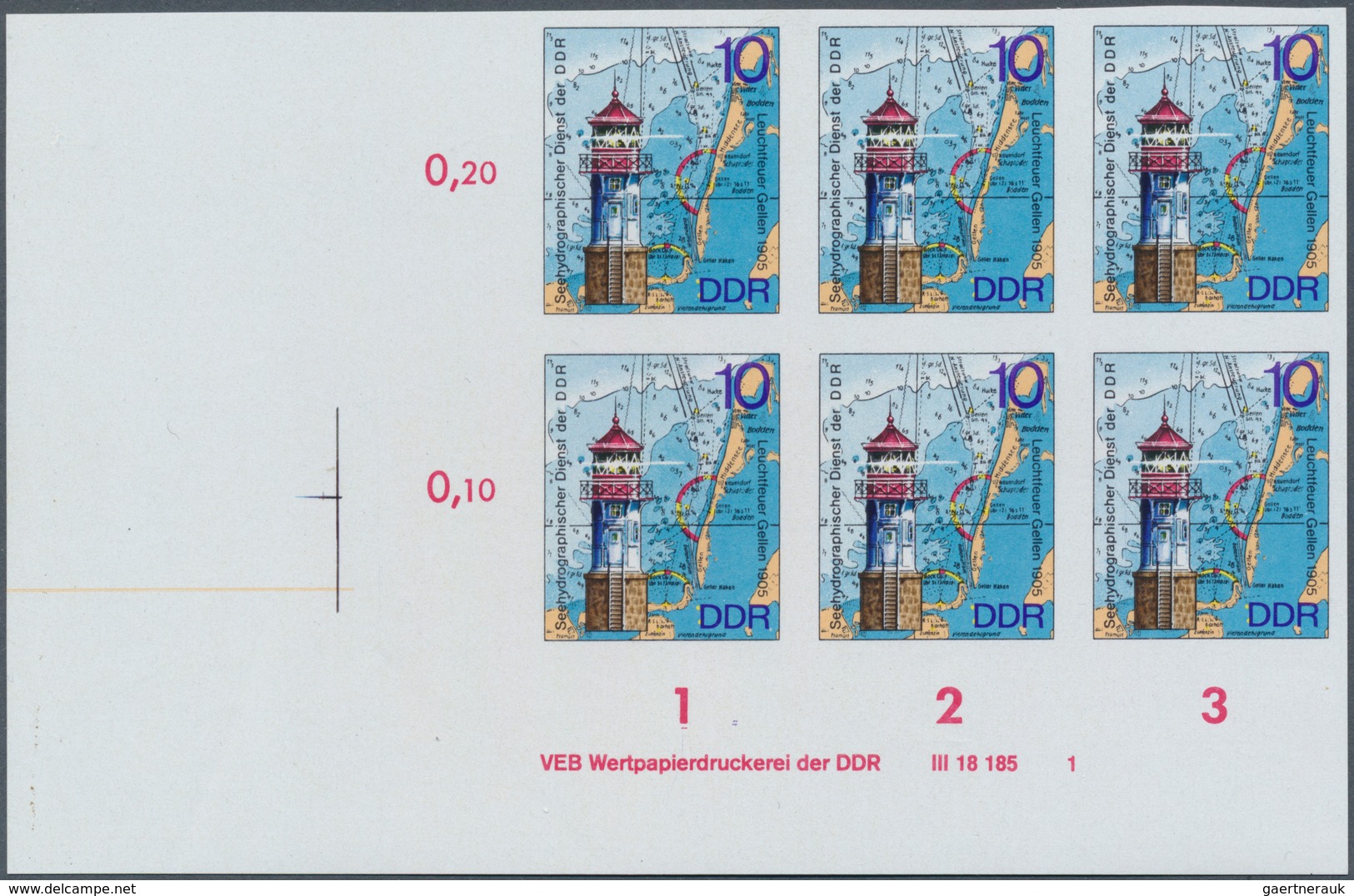 DDR: 1975: DDR Leuchttürme, Vier Werte (ohne 25 Pfg) In Originalfarben In Ungezähnten 6er Unterrande - Other & Unclassified