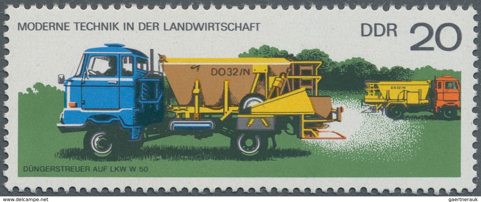 DDR: 1977, 20 Pf. Moderne Technik Der Landwirtschaft, Mit Farbe Rötlichgelb (in Düngerstreuer) Fehle - Other & Unclassified