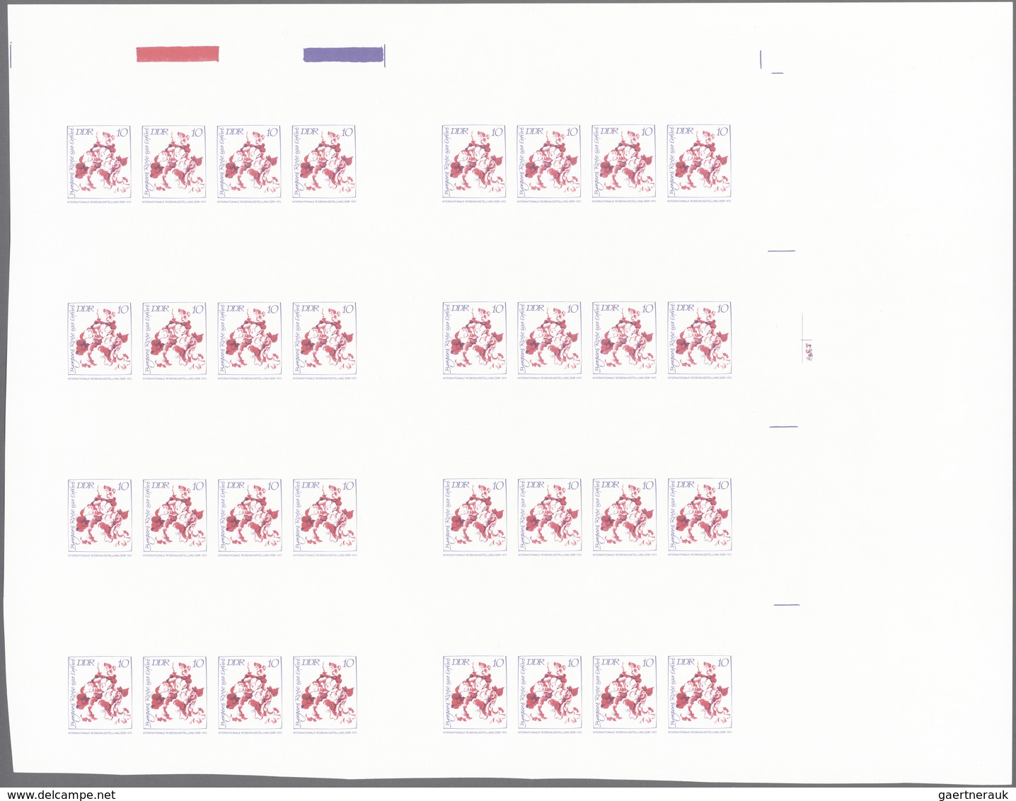 DDR - Markenheftchenbogen: 1972. PROBEDRUCK Für MHB "10 Pf Rosenausstellung" Mit 2x 4 Hbl.14 Statt 2 - Markenheftchen