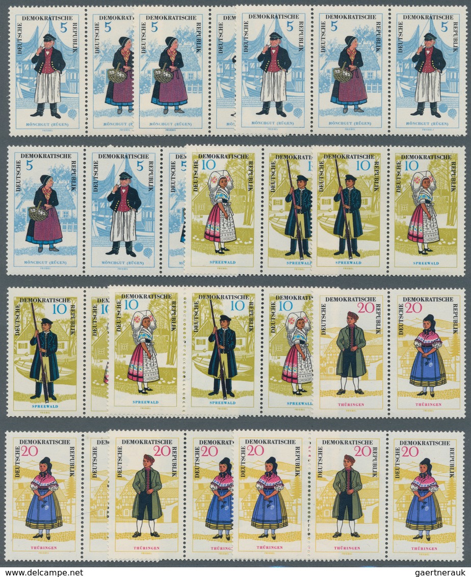DDR - Zusammendrucke: 1964, Volkstrachten, Mi.Nr. 1074/1079, Alle Zusammendruckkombinationen Tadello - Se-Tenant
