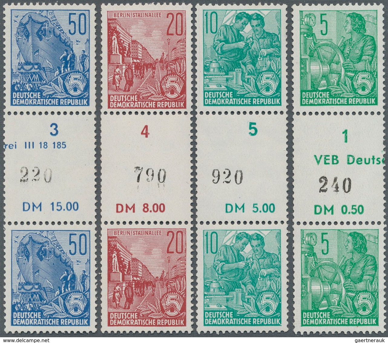 DDR - Rollenmarken: 1959, Fünfjahresplan, Buchdruck Rollenmarken Versuchsausgaben, Paare Mit Zwische - Zusammendrucke