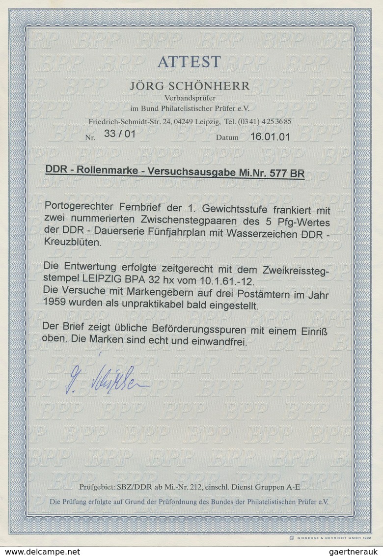 DDR - Rollenmarken: 1959, 2 Portogerechte Fernbriefe, Einmal 1. Gewichtsstufe Mit Zwei Nummerierten - Se-Tenant