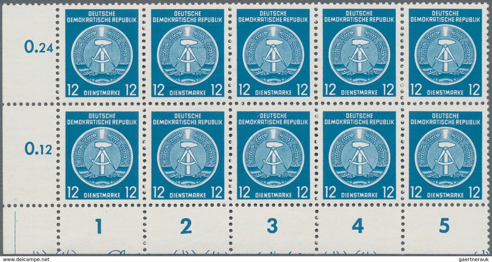 DDR - Dienstmarken A (Verwaltungspost B): 1954, 12 Pfennig Dienstmarke Staatswappen Zirkelbogen Als - Autres & Non Classés