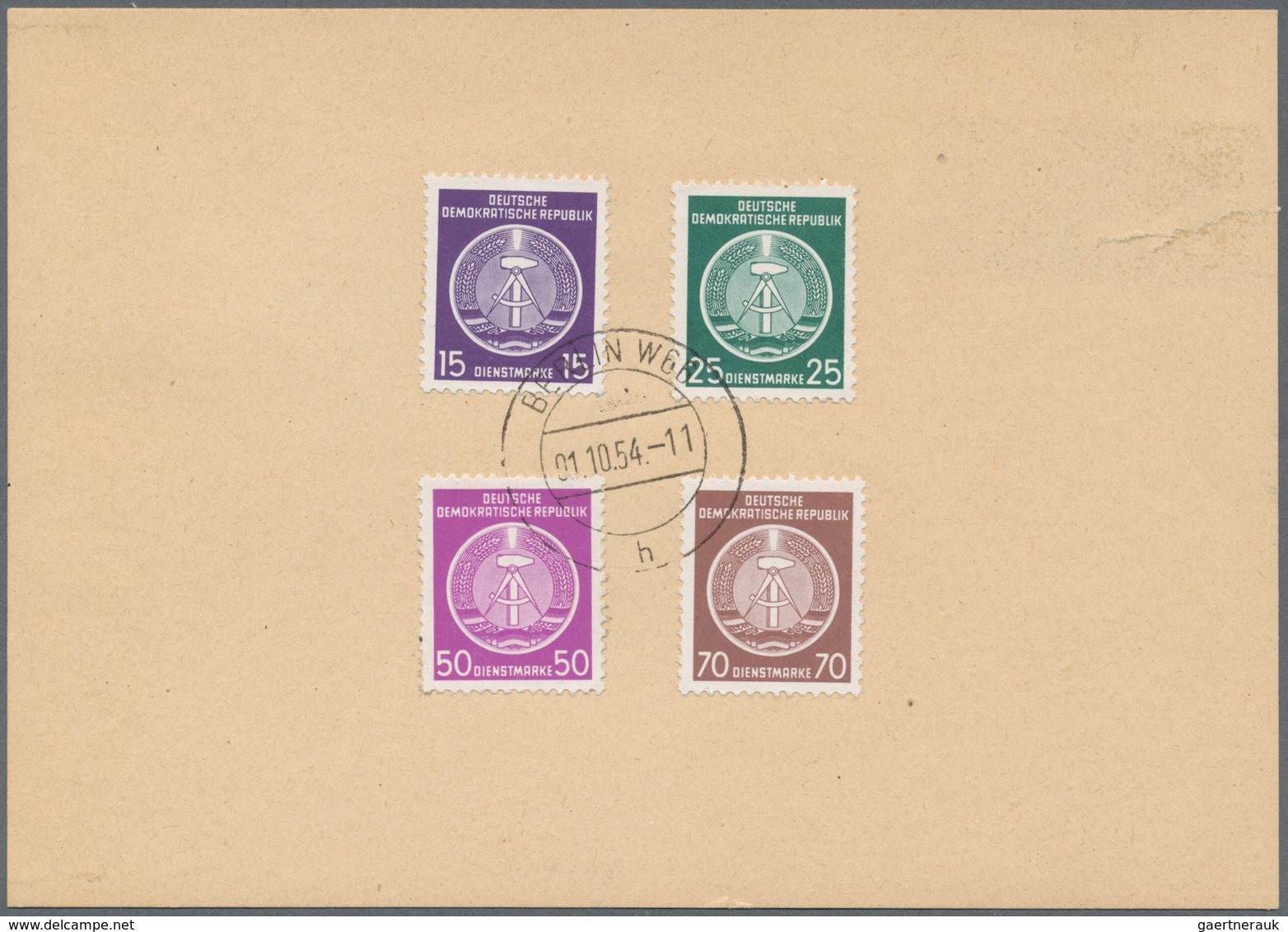 DDR - Dienstmarken A (Verwaltungspost B): 1954, Zirkel-Ausgabe 15 Pf., 25 Pf., 50 Pf. Und 70 Pf. Auf - Autres & Non Classés