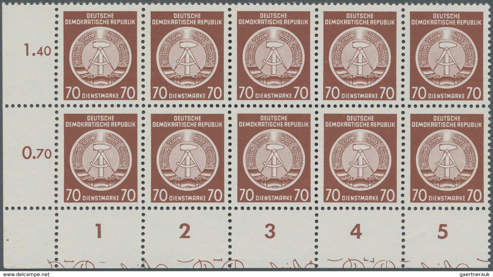 DDR - Dienstmarken A (Verwaltungspost B): 1954, 70 Pfennig Dienstmarke Staatswappen Zirkelbogen Als - Sonstige & Ohne Zuordnung