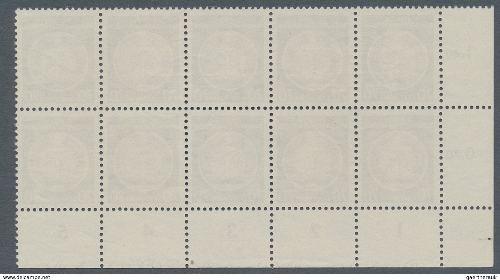 DDR - Dienstmarken A (Verwaltungspost B): 1954, 70 Pfennig Dienstmarke Staatswappen Zirkelbogen Als - Autres & Non Classés