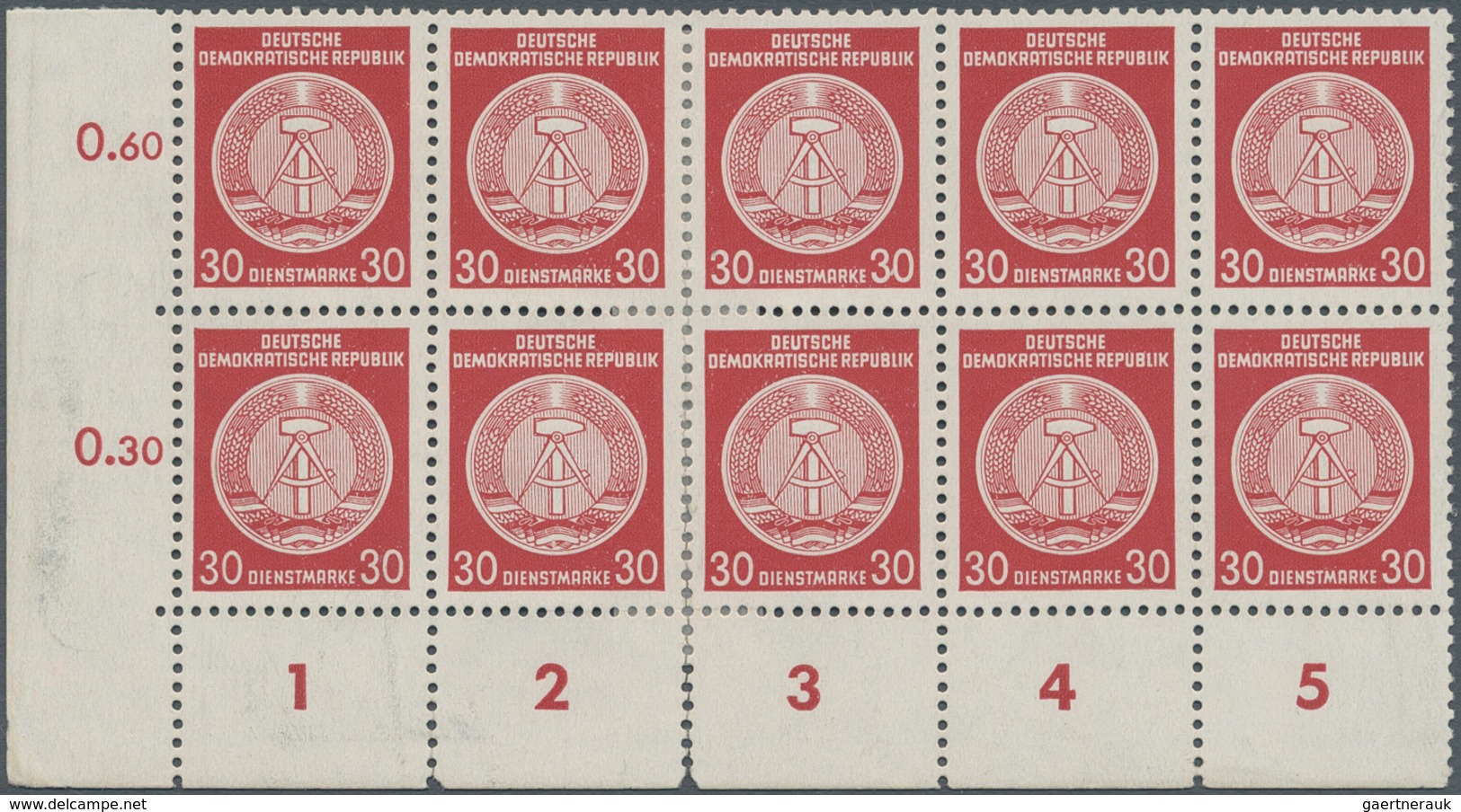 DDR - Dienstmarken A (Verwaltungspost B): 1954, 30 Pfennig Dienstmarke Staatswappen Zirkelbogen Als - Autres & Non Classés
