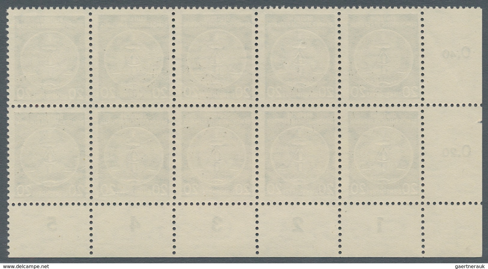 DDR - Dienstmarken A (Verwaltungspost B): 1956, 20 Pfennig Dienstmarke Staatswappen Zirkelbogen Als - Sonstige & Ohne Zuordnung