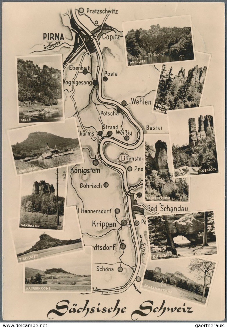 DDR - Ganzsachen: 1958. Privat-Postkarte 10 Pf Fünf-Jahr-Plan "Sächsische Schweiz", Rs. Mit 11 Foto- - Autres & Non Classés