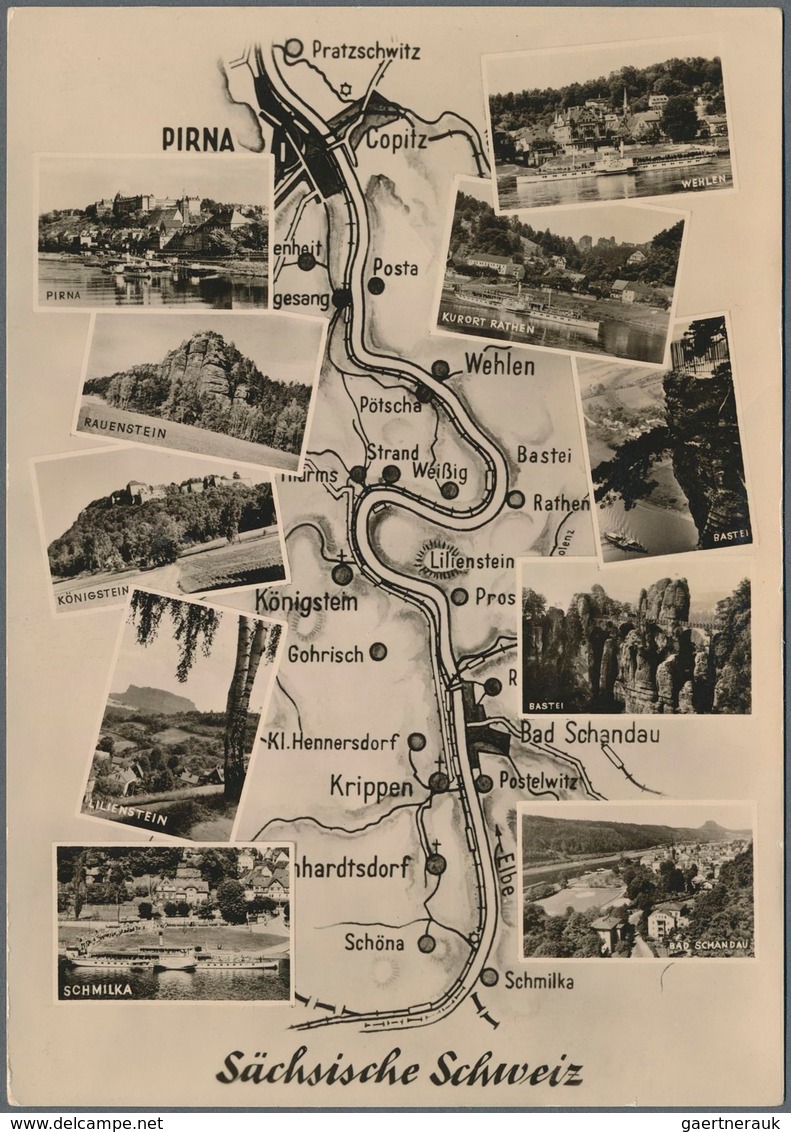 DDR - Ganzsachen: 1958. Privat-Postkarte 10 Pf Fünf-Jahr-Plan "Sächsische Schweiz", Rs. Mit 10 Foto- - Other & Unclassified