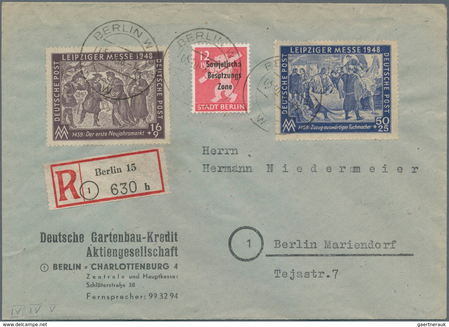 Berlin - Vorläufer: 1948, 50 Pfg. Und 16 Pfg. Leipziger Messe Je Komplett Mit Zufrankatur Auf Einsch - Briefe U. Dokumente