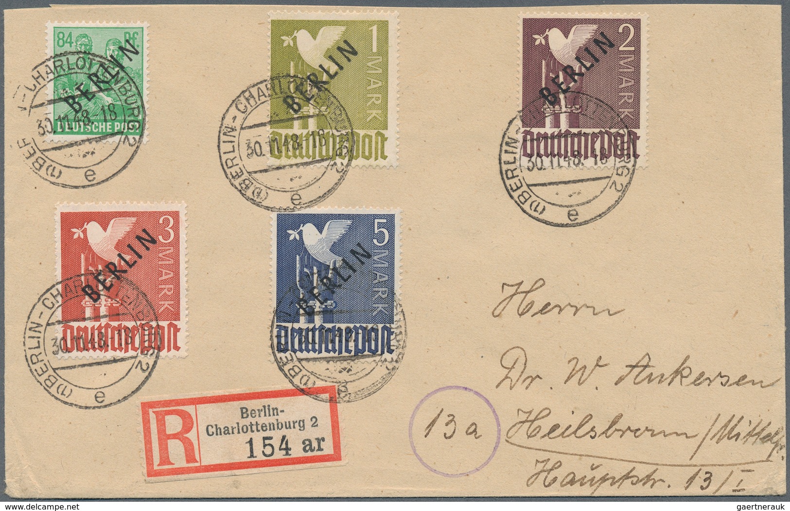 Berlin: 1948, Schwarzaufdrucksatz Komplett Auf 3 R-Fernbriefen, Tadellos, Fotoattest BPP - Lettres & Documents