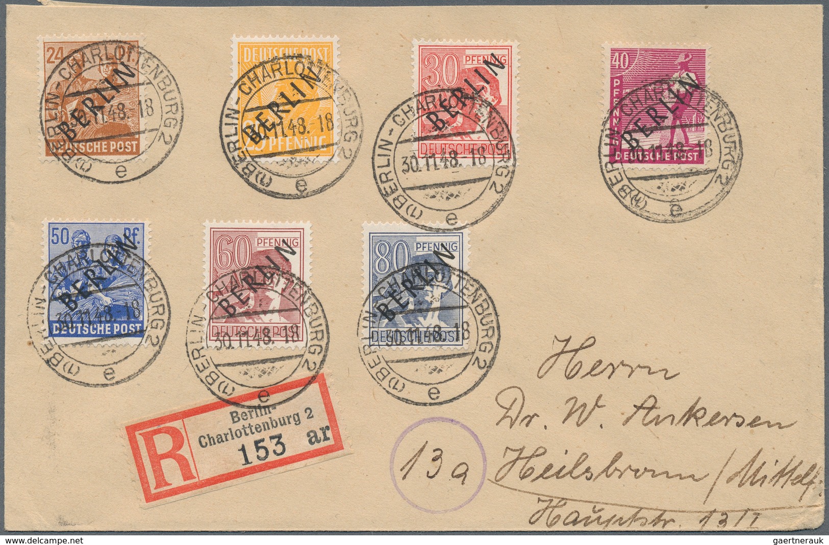 Berlin: 1948, Schwarzaufdrucksatz Komplett Auf 3 R-Fernbriefen, Tadellos, Fotoattest BPP - Lettres & Documents