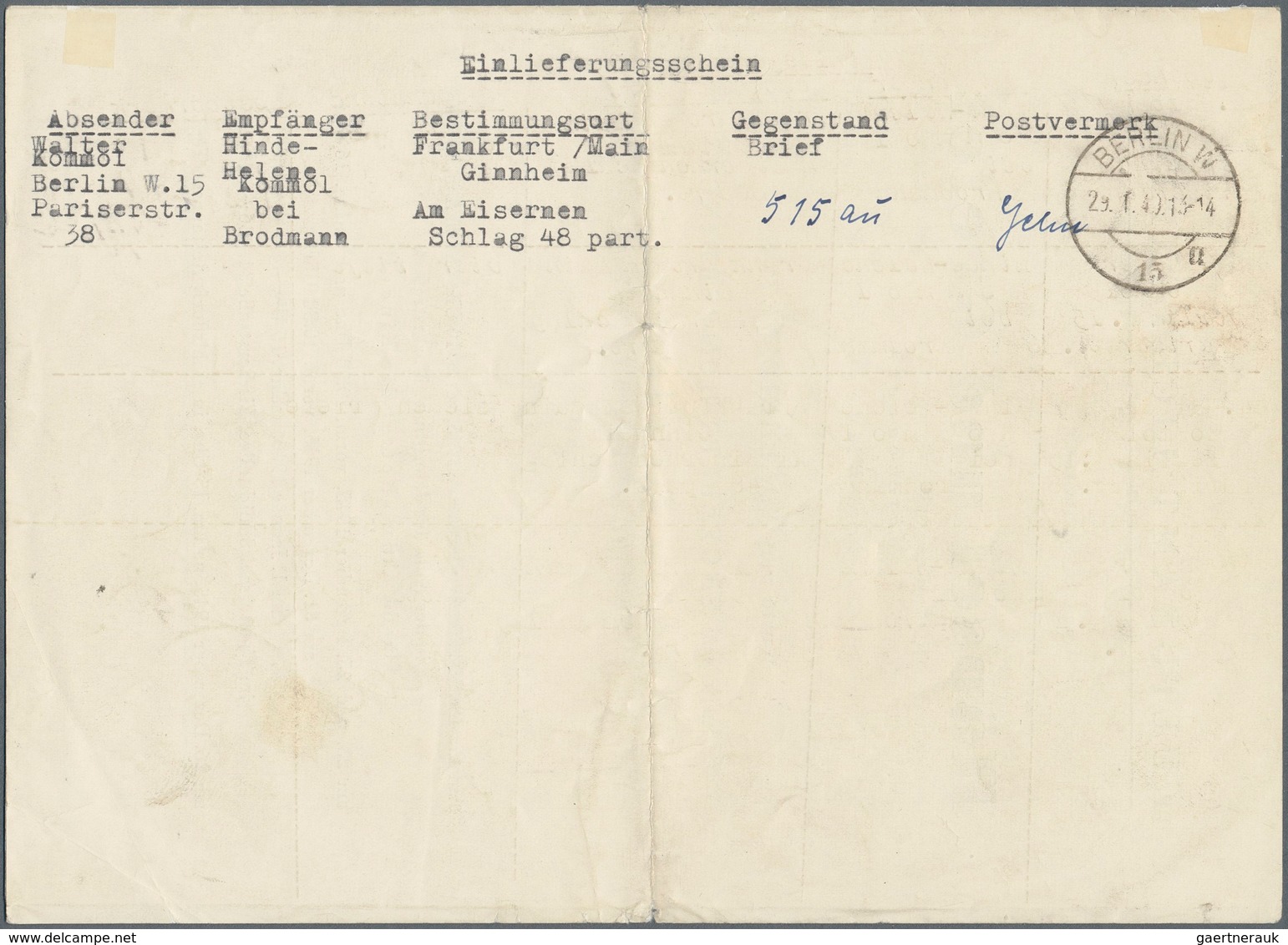 Berlin: 20 Pf. Schwarzaufdruck 2 St. Auf Einlieferungsbescheinigung Für 3 Pakete Bzw. 24 Pakete Vom - Lettres & Documents