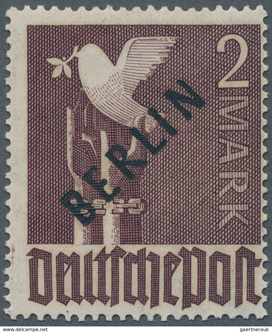 Berlin: 1948. Schwarzaufdruck 2 Mk Mit Platternfehler "rechter Aufstrich Des N Verdpnnt". Sehr Selte - Covers & Documents