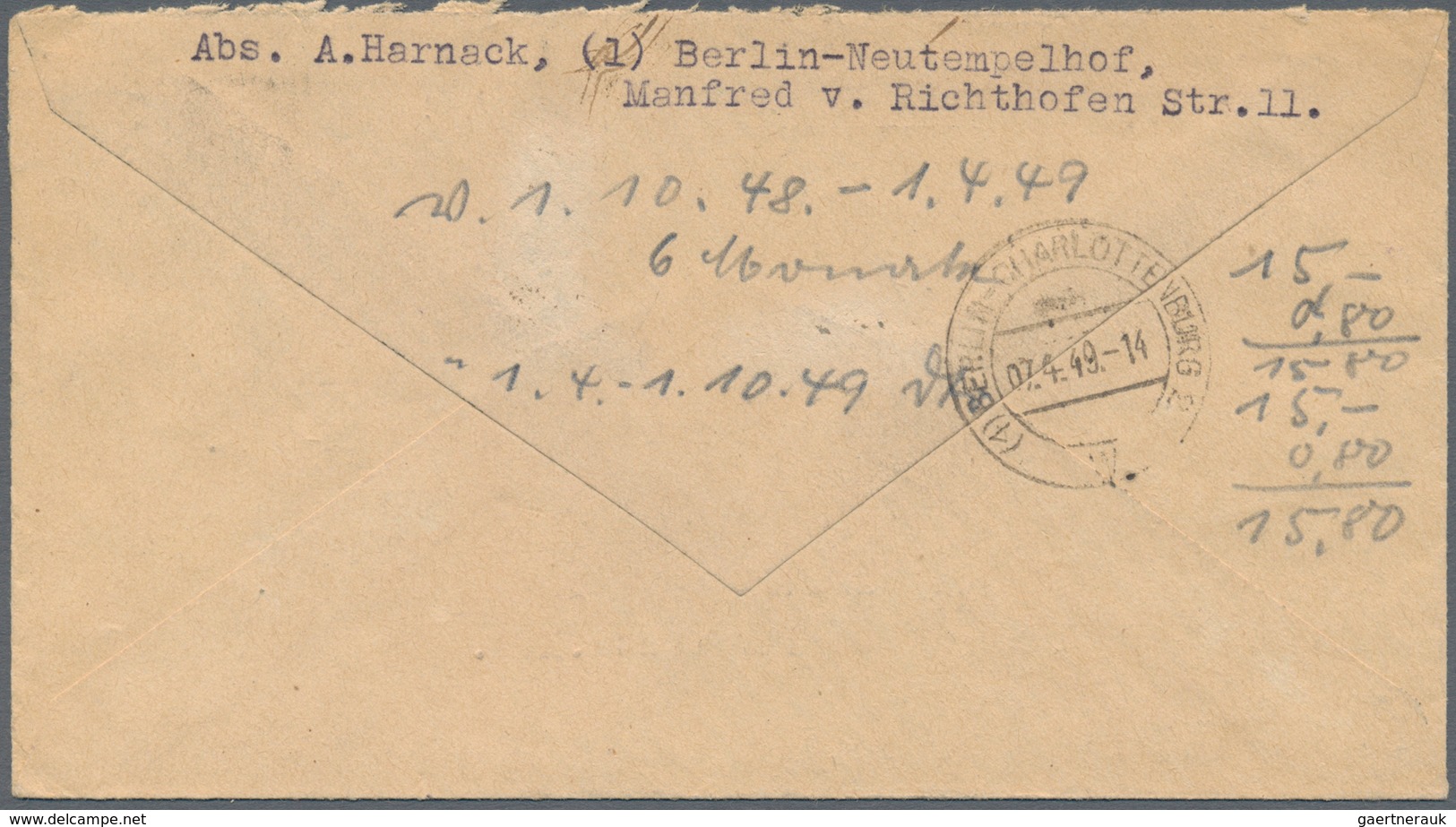Berlin: 1949, Drei R-Briefe Jeweils Mit 76 Pf.-Rotaufdruck-Frankaturen (60 Pf., 10 Pf. + 6 Pf.) Von - Covers & Documents