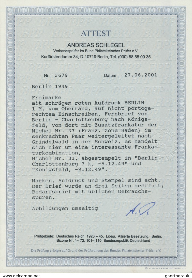 Berlin: 1949: Umschlag Georg Bühler, Briefmarken, Verkleinert Auf  20,3 X 10,7 Cm Als Einschreiben M - Lettres & Documents