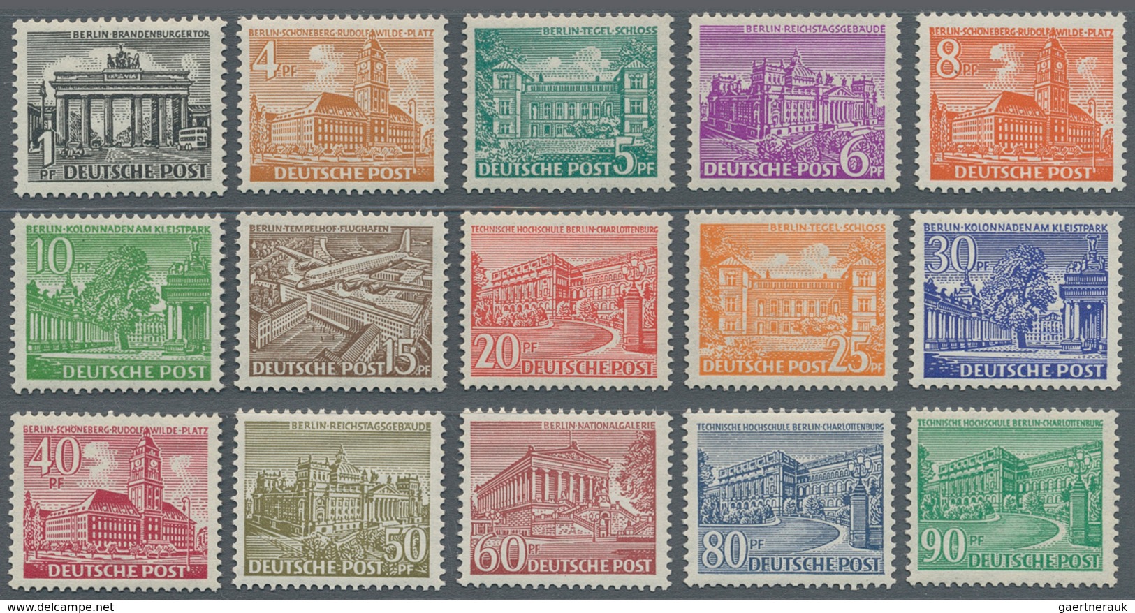 Berlin: 1949, 1 Pfg-5 M. Bauten I, Kompletter Postfrischer Satz, Tadellos,unsigniert, 750,- - Briefe U. Dokumente