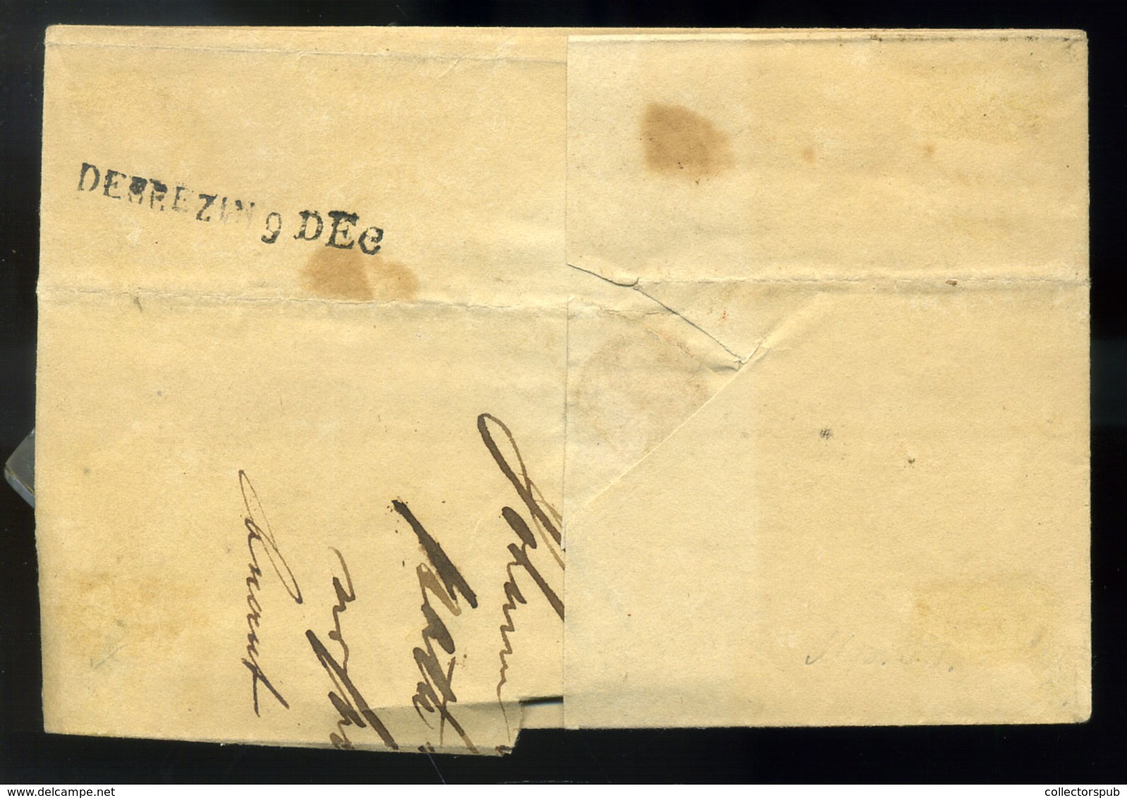 SZATMÁR 1837. Portós Levél, Szép, Ritkább Keretes Bélyegzéssel Debrecenbe Küldve, érk. Bélyegzéssel  /  1837 Unpaid Lett - ...-1867 Prephilately