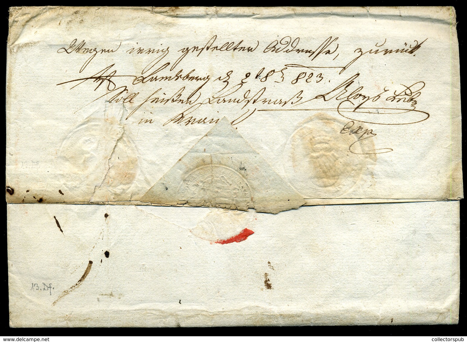 VARASDIN 1823. Érdekes, Tovább és Visszaküldött Ex Offo Levél "V.VARASDIN"  (400p)   /  Intr. Forwarded And Returned Off - Croatia