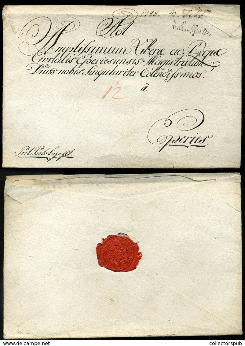 KASSA 1785. Dekoratív Portós Levél "Post Porto Bezahlt" "V.Caschau" Eperjesre Küldve. Ritka Darab (G:R)  /  1785 Decorat - Autres & Non Classés