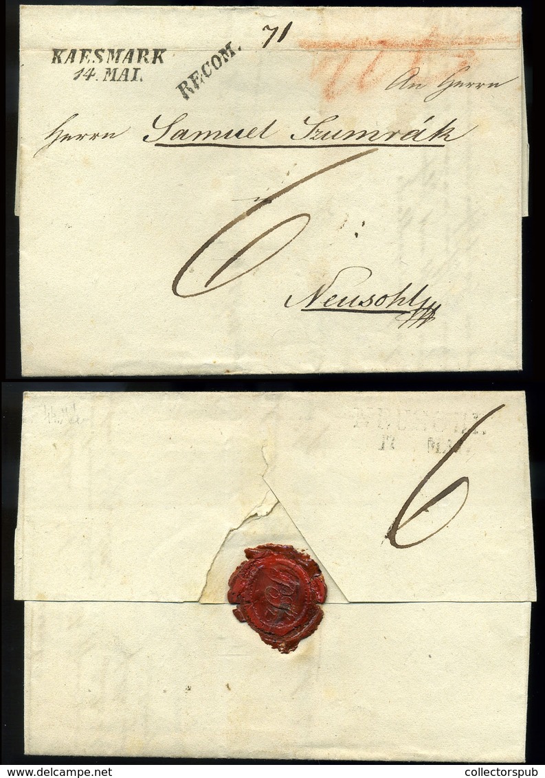 KÉSMÁRK 1848.05. Dekoratív Ajánlott Számla Levél Besztercebányára Küldve  /   Decorative Reg. Bill Letter To Besztercebá - Andere & Zonder Classificatie