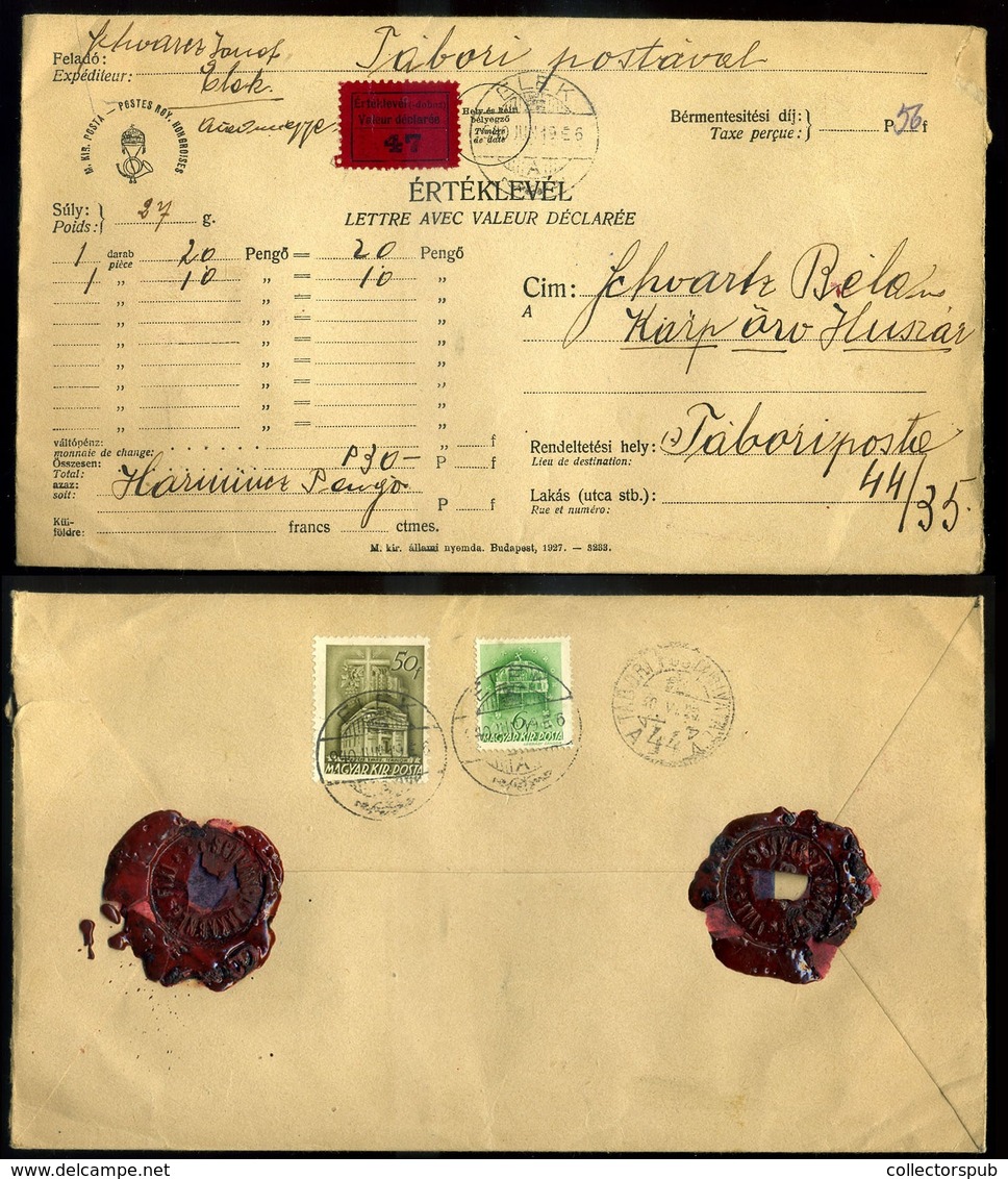 ELEK 1942. II. VH. Értéklevél Tábori Postára Küldve  /  WW II Money Letter To FPO - Brieven En Documenten