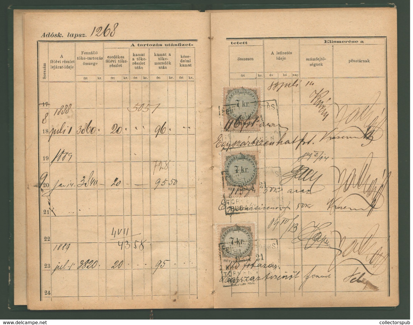 1884. Adósság Könyvecske Okmánybélyegekkel + Törlési Engedény  /  Debt Book Stamp Duty And Deletion Certificate - Lettres & Documents