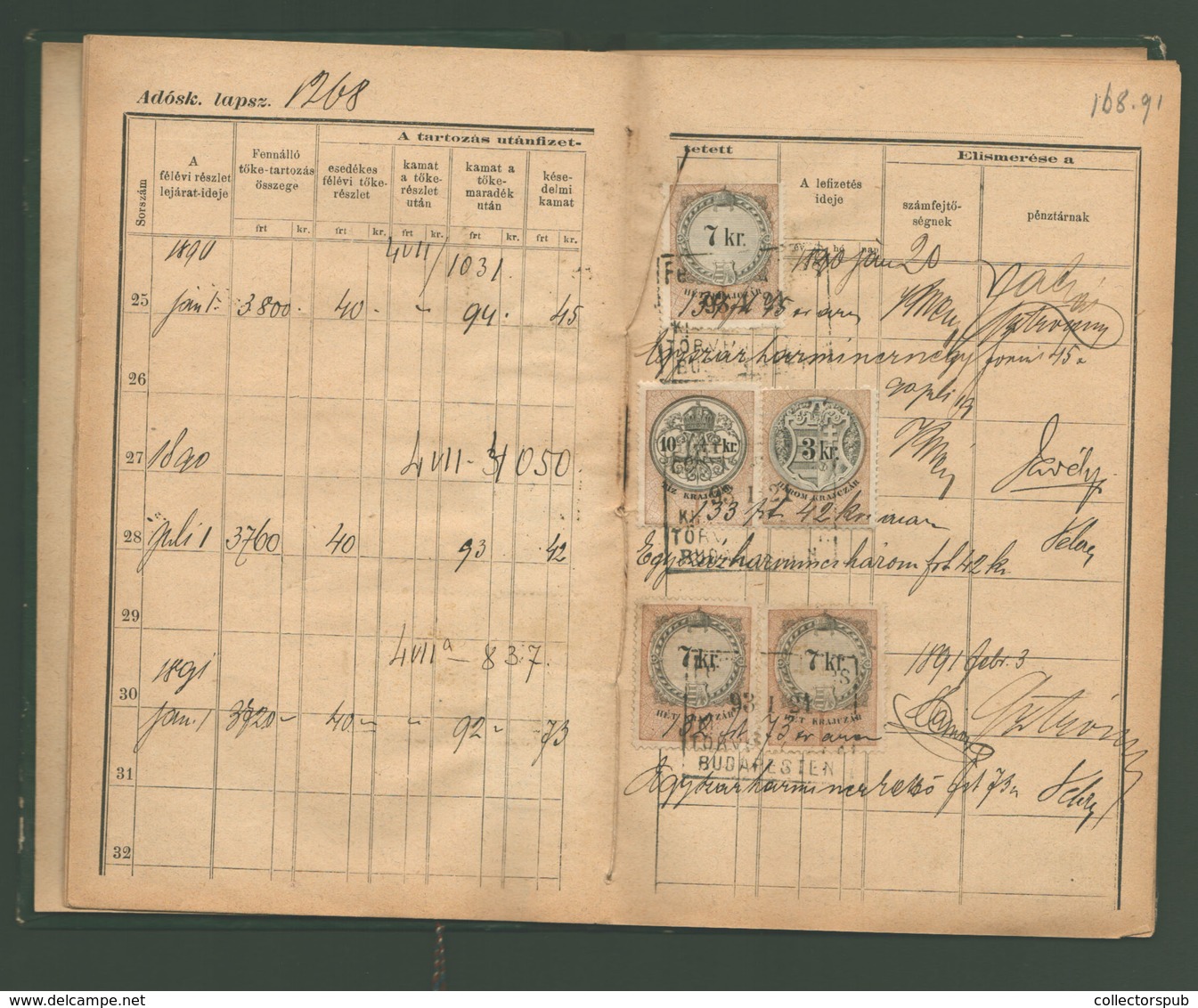 1884. Adósság Könyvecske Okmánybélyegekkel + Törlési Engedény  /  Debt Book Stamp Duty And Deletion Certificate - Brieven En Documenten