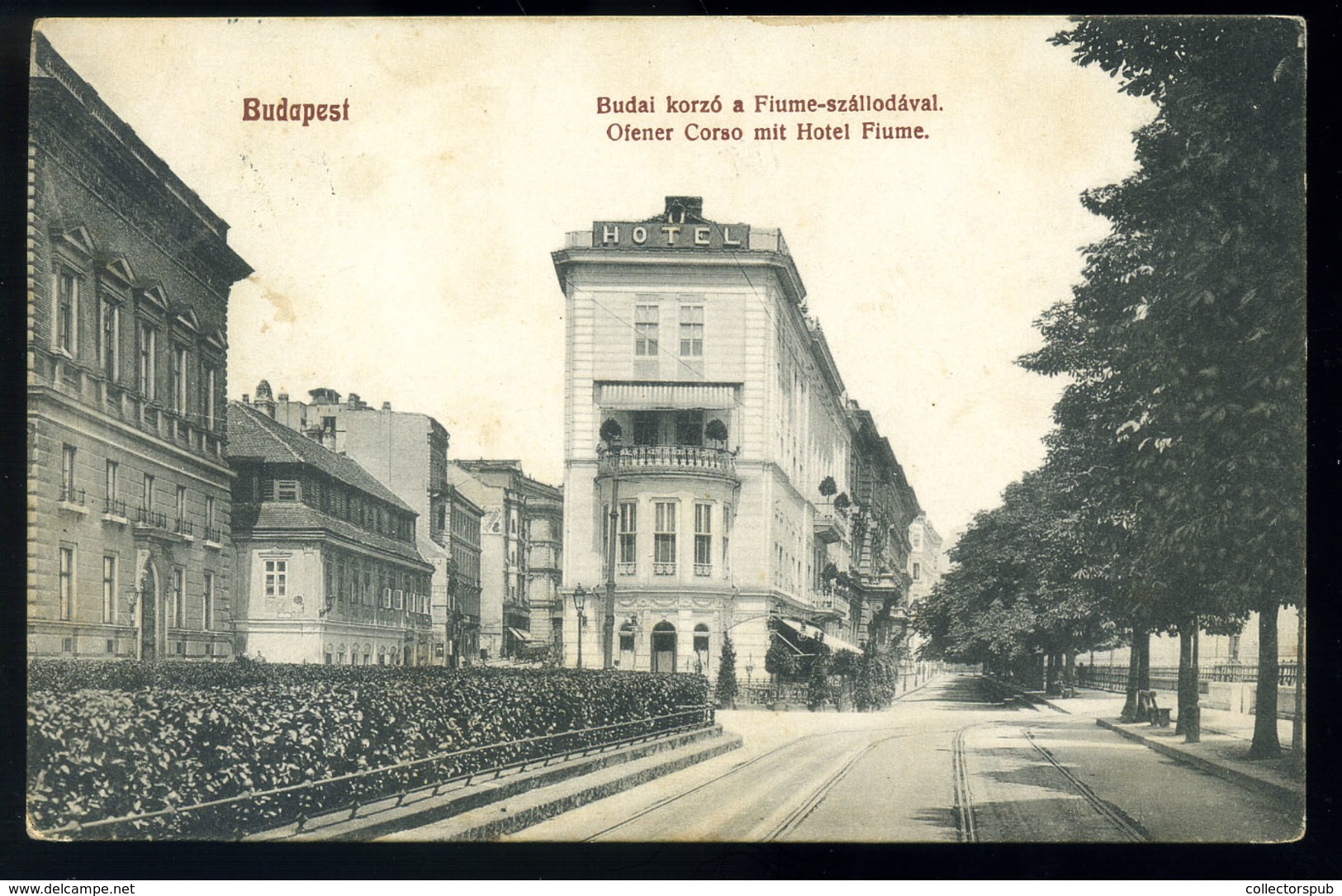 BUDAPEST 1912. Budai Korzó, Fiume Szálloda, Régi Képeslap  /  1912 Buda Promenade, Hotel Fiume, Vintage Pic. P.card - Hongrie