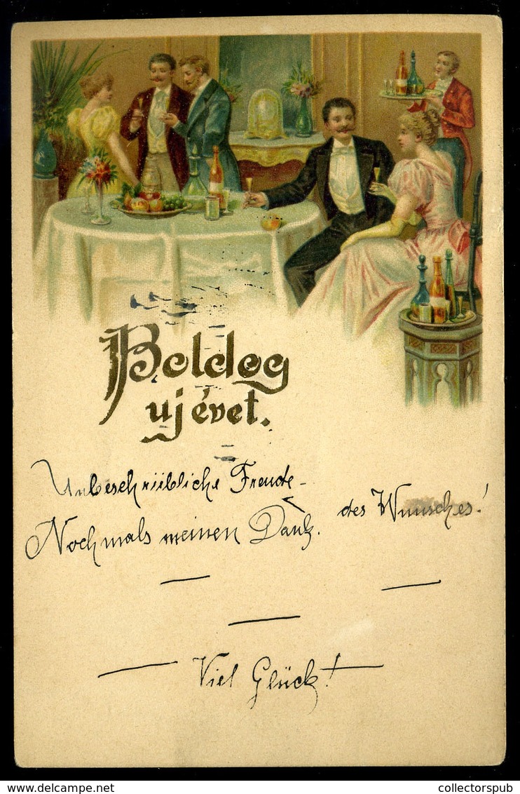 BUDAPEST 1901.12.31. ! Újévi Litho üdvözlő Képeslap, Szilveszteri Bélyegzéssel  /  1901.12.31. New-Years-Eve Litho Greet - Hungary