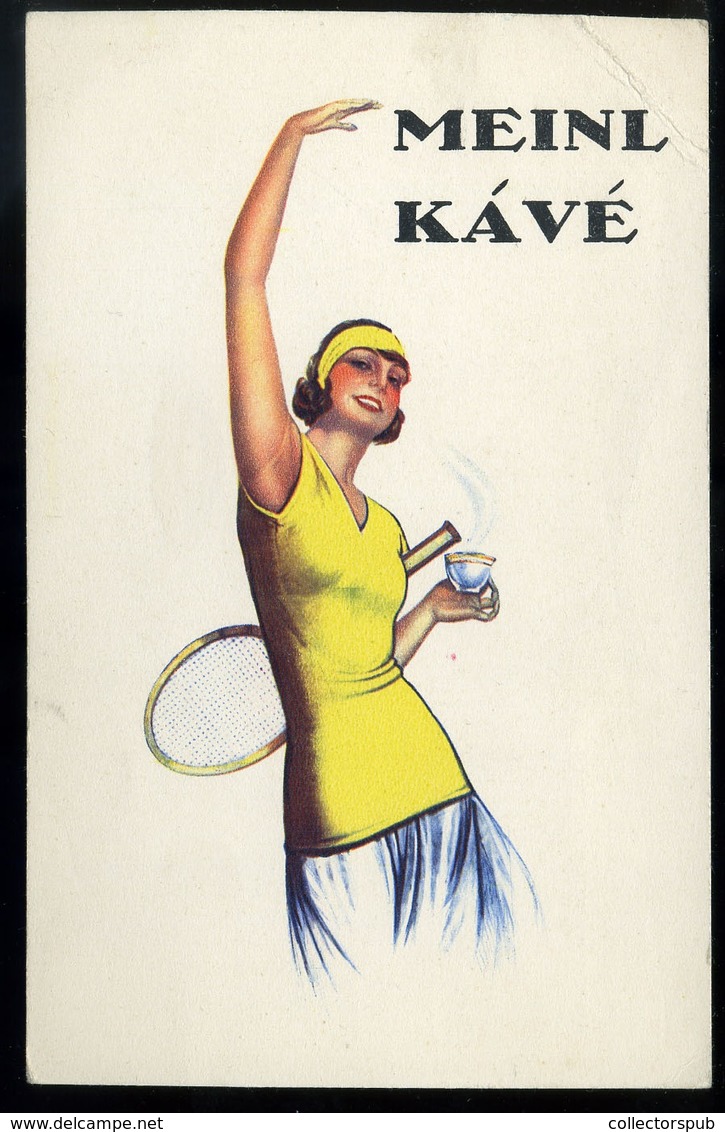 TENISZ , Meinl Kávé, Régi Reklám Képeslap 1920. Cca.  /  TENNIS Meinl Coffee, Adv. Vintage Pic. P.card Ca. 1920 - Hongrie