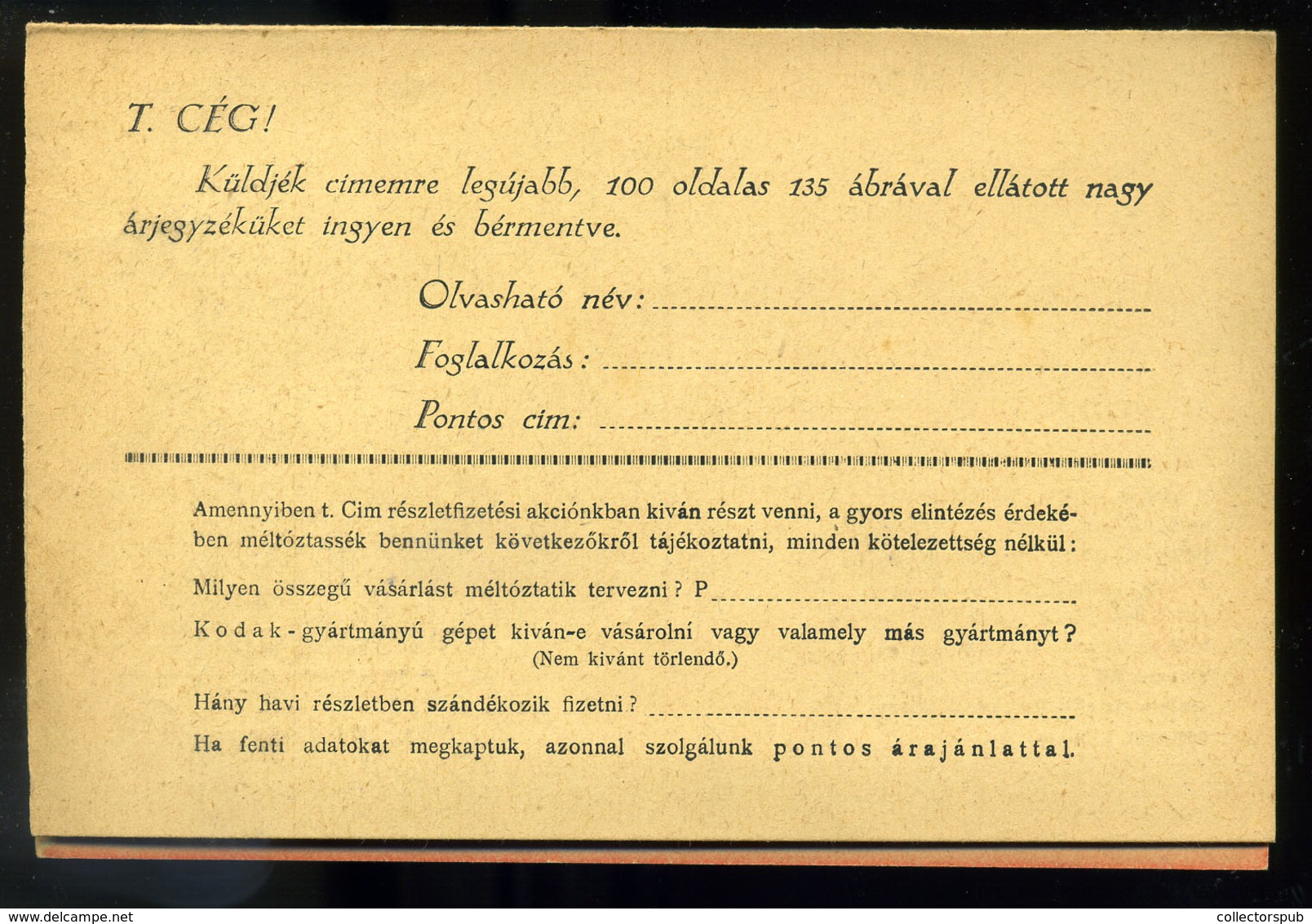Amatőrfotografálás, Ritka Bauhaus Reklám Képeslap Sign . Irsai  /  Amateur Photo Rare Bauhaus Adv. Vintage Pic. P.card S - Altri & Non Classificati