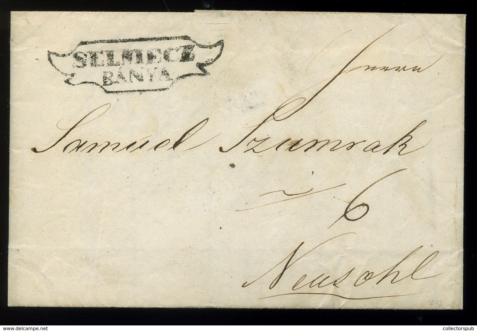 SELMECBÁNYA 1843. Portós Levél, Tartalommal , Szép és Ritka Bélyegzéssel Besztercebányára Küldve (600p) /  1843 Postage - Andere & Zonder Classificatie