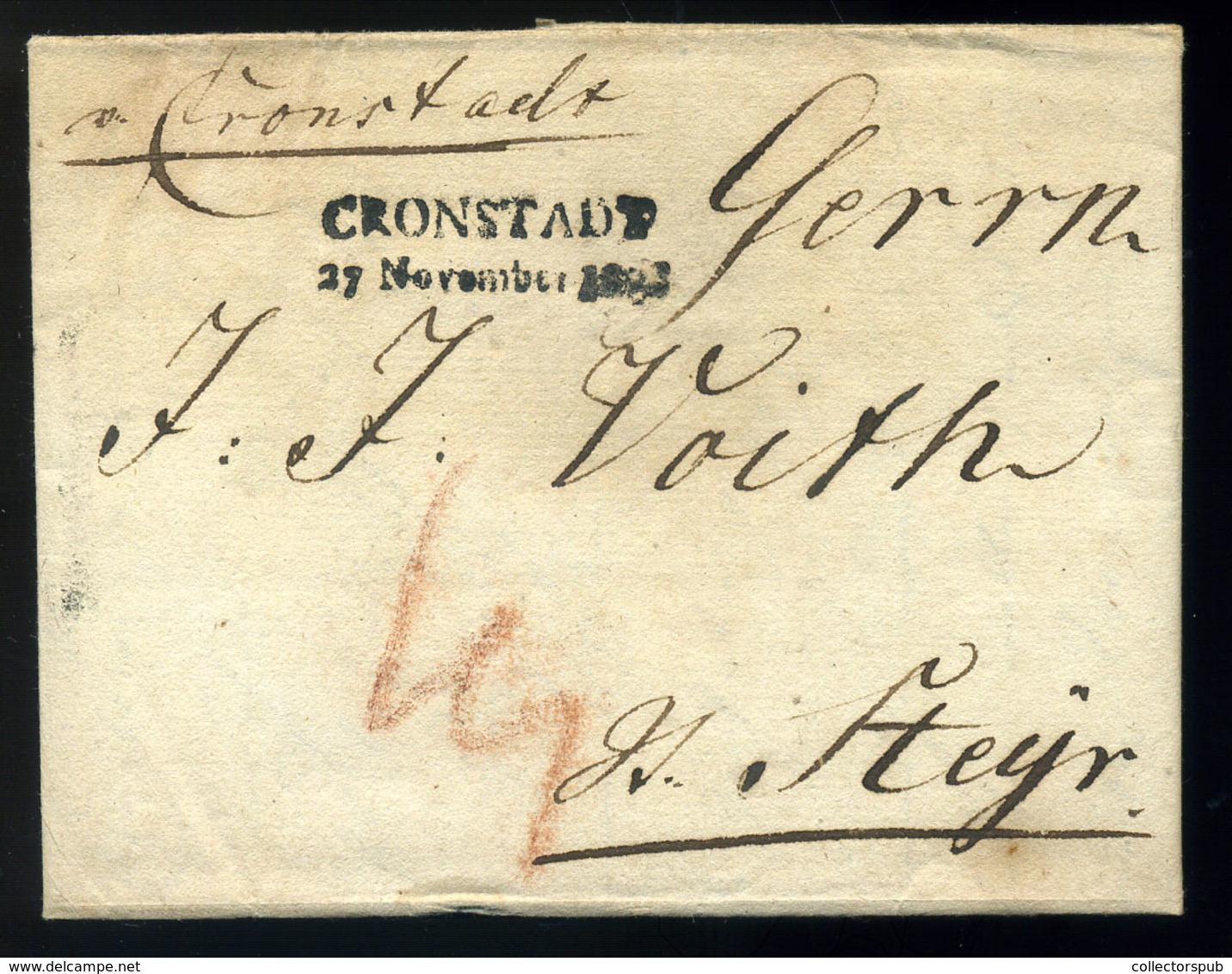 BRASSÓ 1828. Szép Portós Levél Tartalommal Cronstadt Dátumos Bélyegzéssel Steyrbe Küldve.Szép!  /  BRASOV 1828 Nice Post - ...-1867 Voorfilatelie