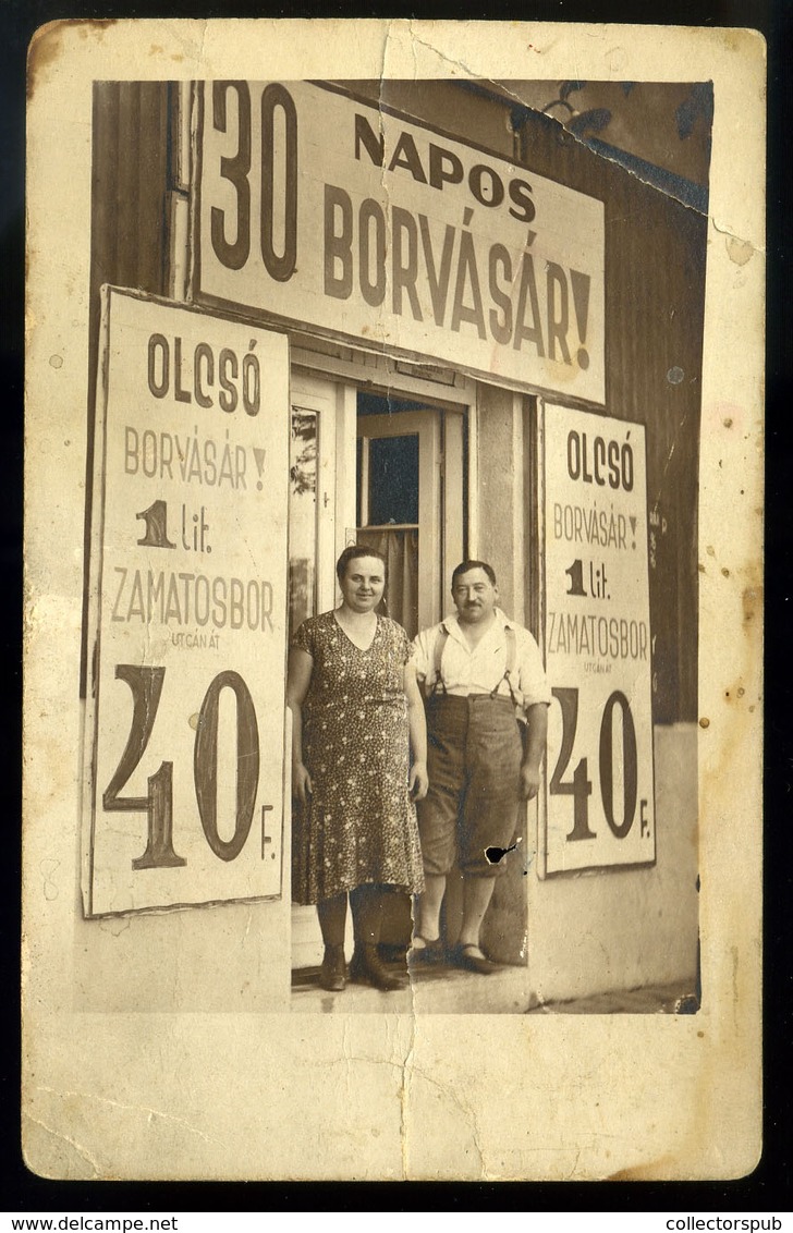 BUDAPEST 1943. XIII. Jász Utca, Borkereskedés , Fotós Képeslap  /  1943 Jász St. Wine Store Photo Vintage Pic. P.card - Hungary