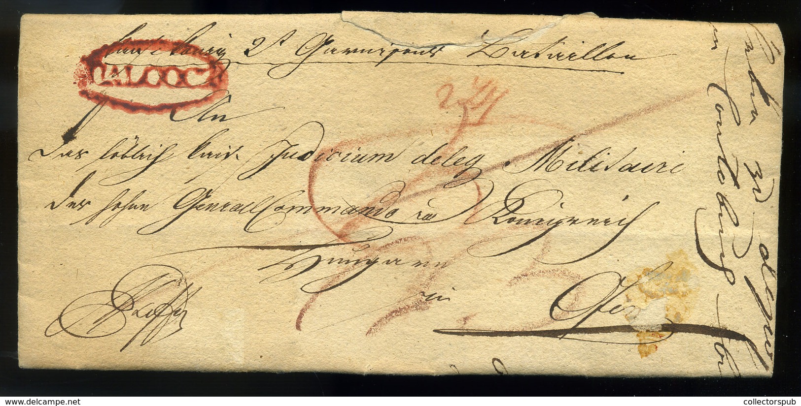 GALGÓC 1824. Dekoratív Katonai Levél, Ritka és Szép Piros Bélyegzéssel,tartalommal Budára Küldve  (400p)  /  1824 Decora - Other & Unclassified