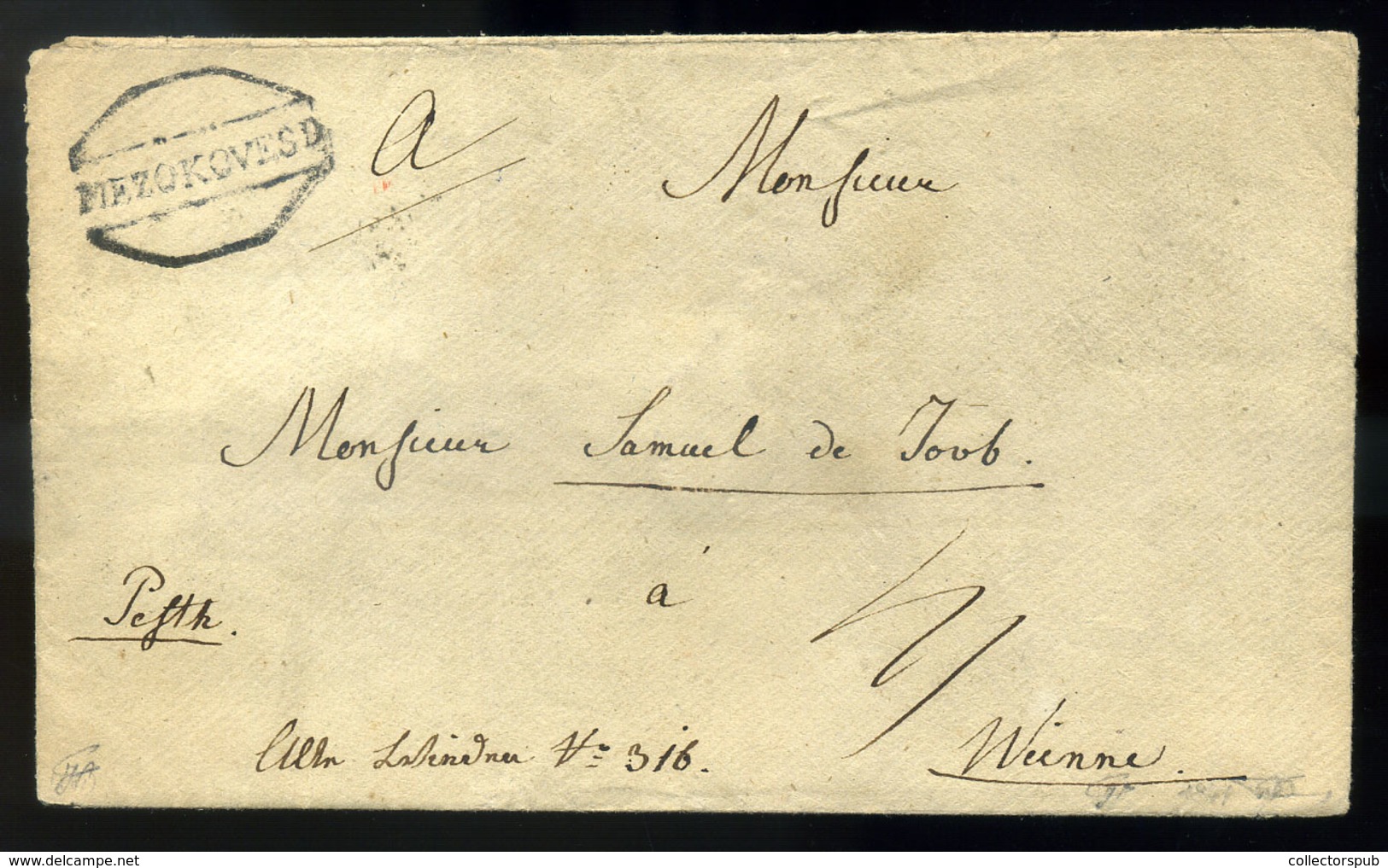 MEZŐKÖVESD 1841. Portós Levél, Tartalommal Bécsbe Küldve ( G:500p)  /  1841 Unpaid Letter, Cont. To Vienna (G:500p) - ...-1867 Voorfilatelie