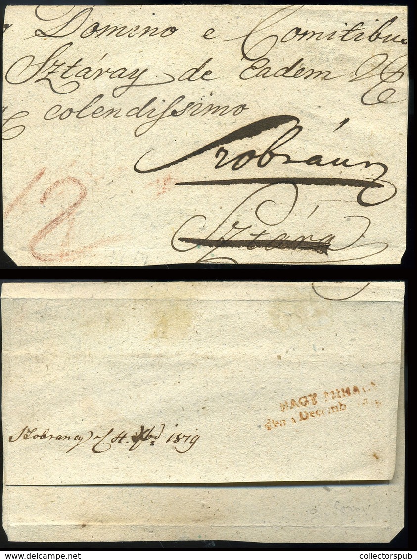 NAGYMIHÁLY 1819. Portós Levél Darab, Igen Ritka, Piros, Dátumos érkezési Bélyegzéssel (G:600p)   /    1819 Unpaid Letter - Other & Unclassified