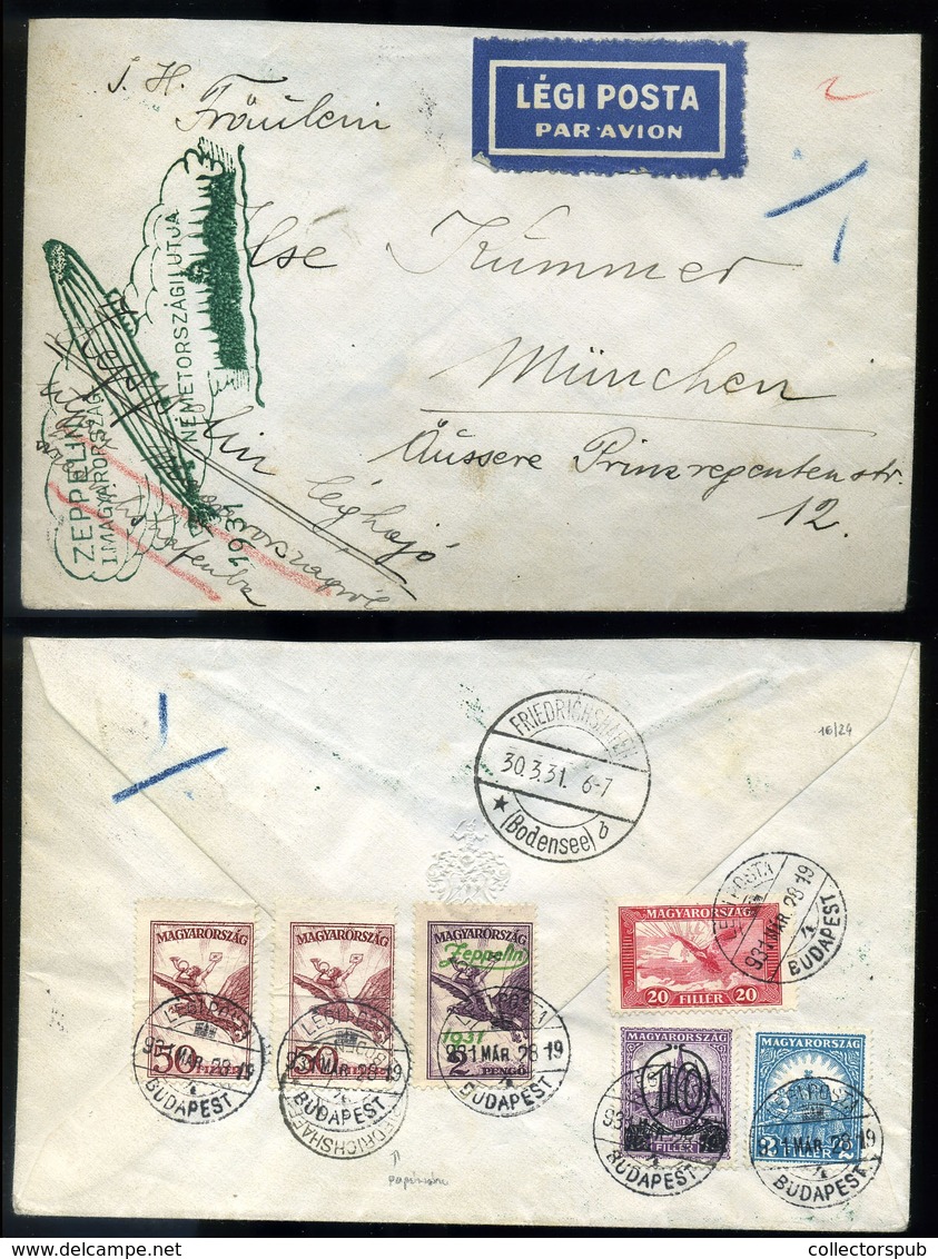 BUDAPEST 1931. Dekoratív Zeppelin Levél Németországba Küldve  /  1931 Decorative Zeppelin Letter To Germany - Brieven En Documenten