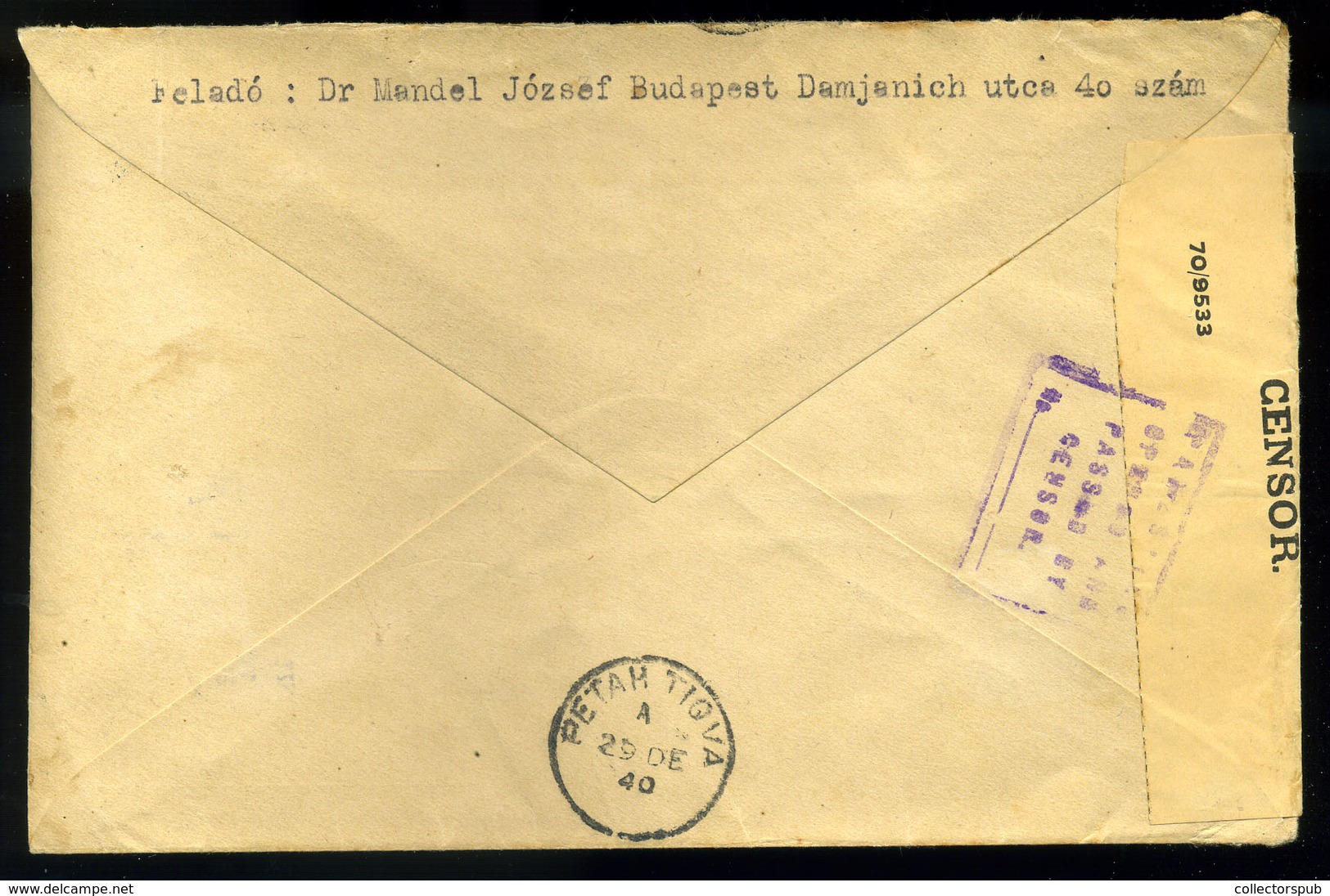BUDAPEST 1940. Mátyás Blokk , Kiegészítéssel Palesztínába Küldve!  /  1940 Mathias Block Uprated To Palestine - Covers & Documents
