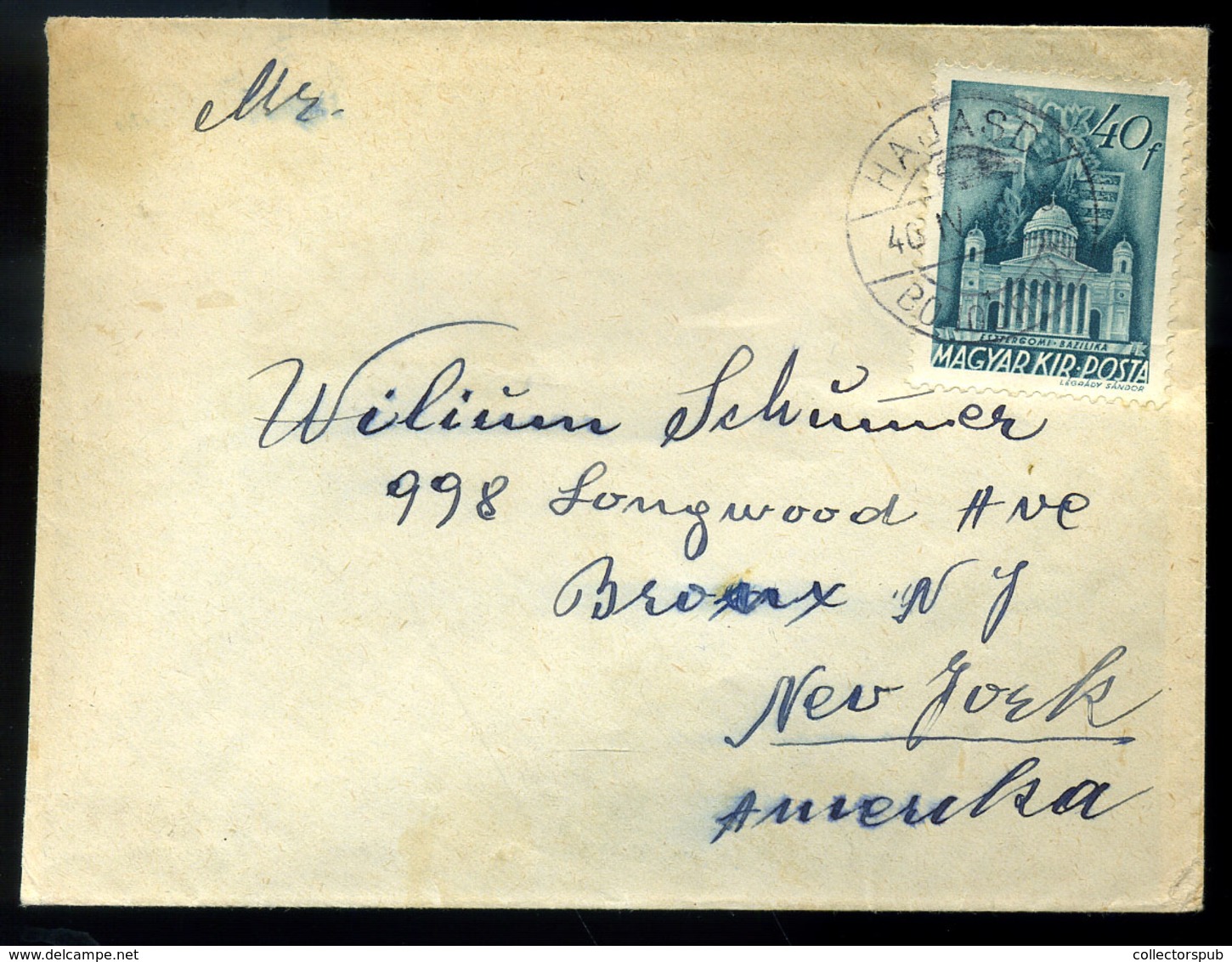 HAJASD 1940. Levél, Kétnyelvű Bélyegzéssel New Yorkba Küldve  /  1940 Letter Bilingual Pmk To New York - Oekraïne