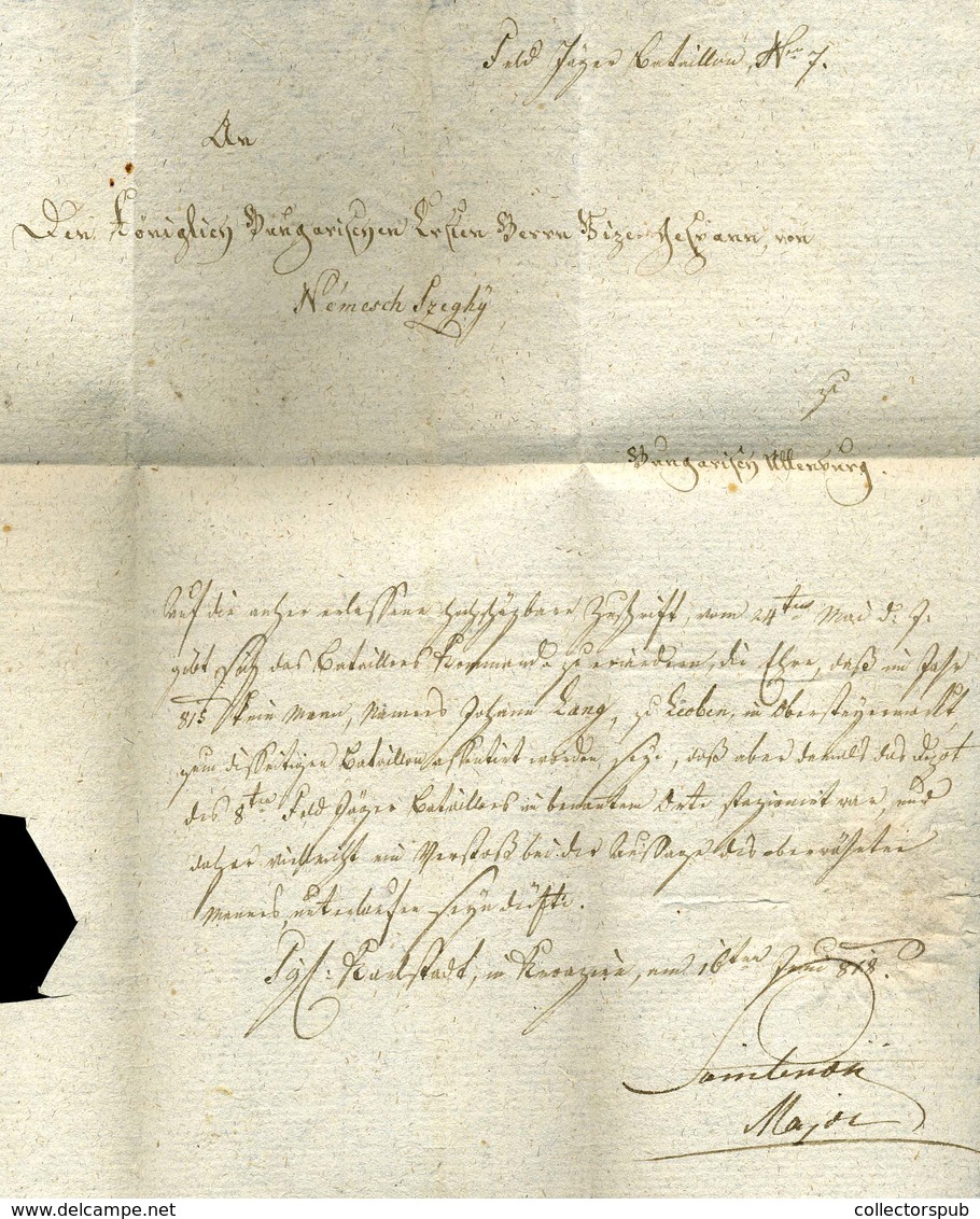 1818. "P.P CARLSTADT ILLYRIE" Ritka Bélyegzésű Ex Offo Levél, Tartalommal Magyaróvárra Küldve (G:800p)  /  Rare Pmk Offi - Croatia