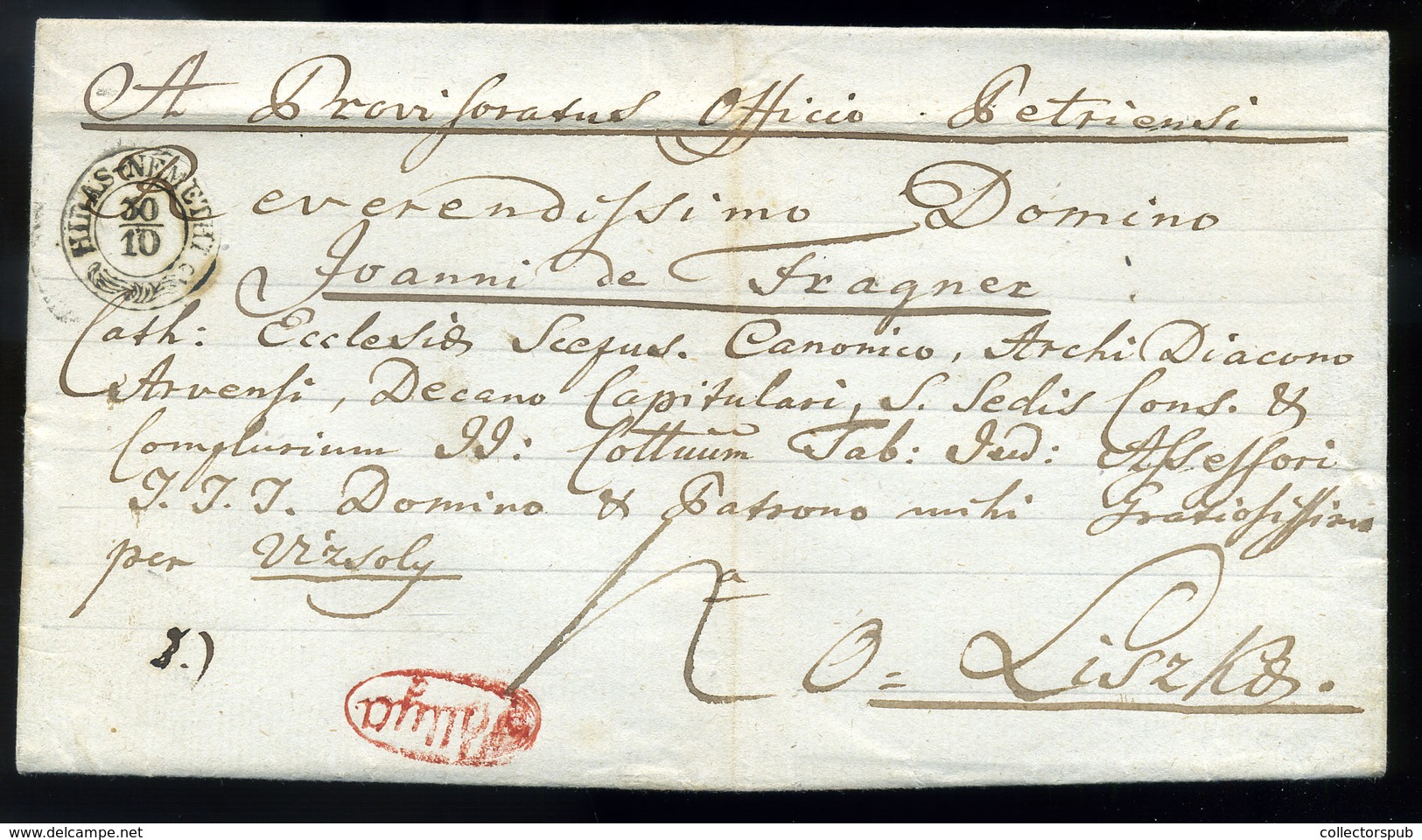 HIDASNÉMETI 1847. Levél Vizsolyra Küldve, Piros átmenő "TÁLYA" + "LISZKA" Bélyegzésekkel  /  Letter To Vizsoly Red Trans - ...-1867 Prephilately