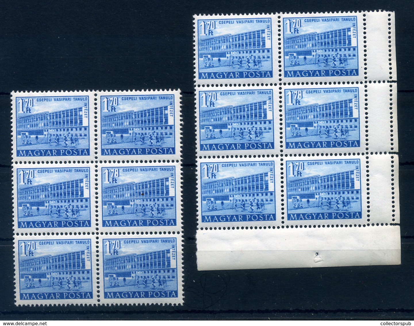 1951 Épületek (I) 1,70Ft 2DB (!) 6-es Tömb, Jobb Felső Bélyegen Az értékjelzés 1,78 Tévnyomatta /   Buildings Block Of 6 - Unused Stamps