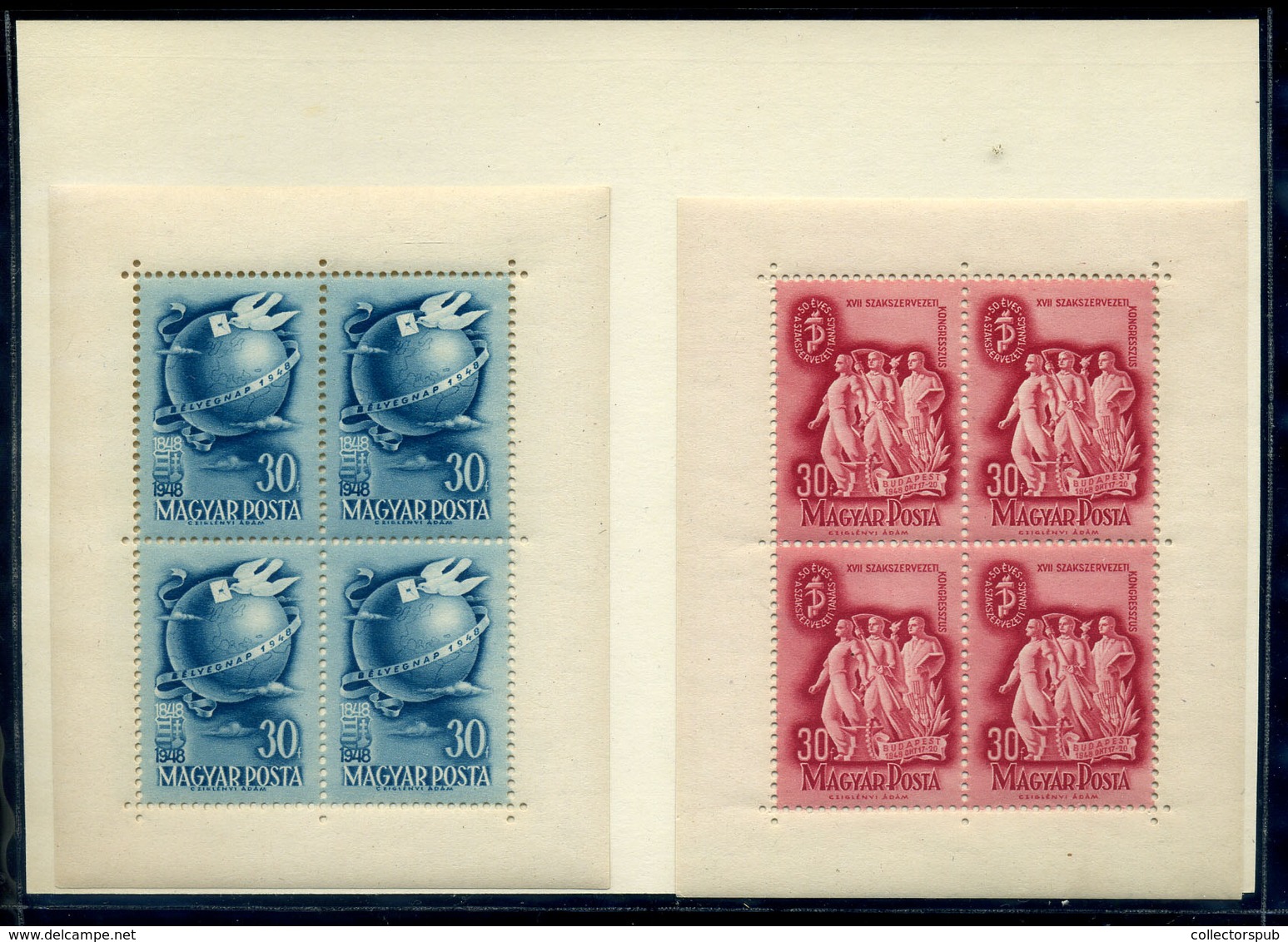 1948 Szakszervezet (II.) és Bélyegnap (21.) 1-1 Kisív (13.000)  /  Union And Stamp Day - Unused Stamps