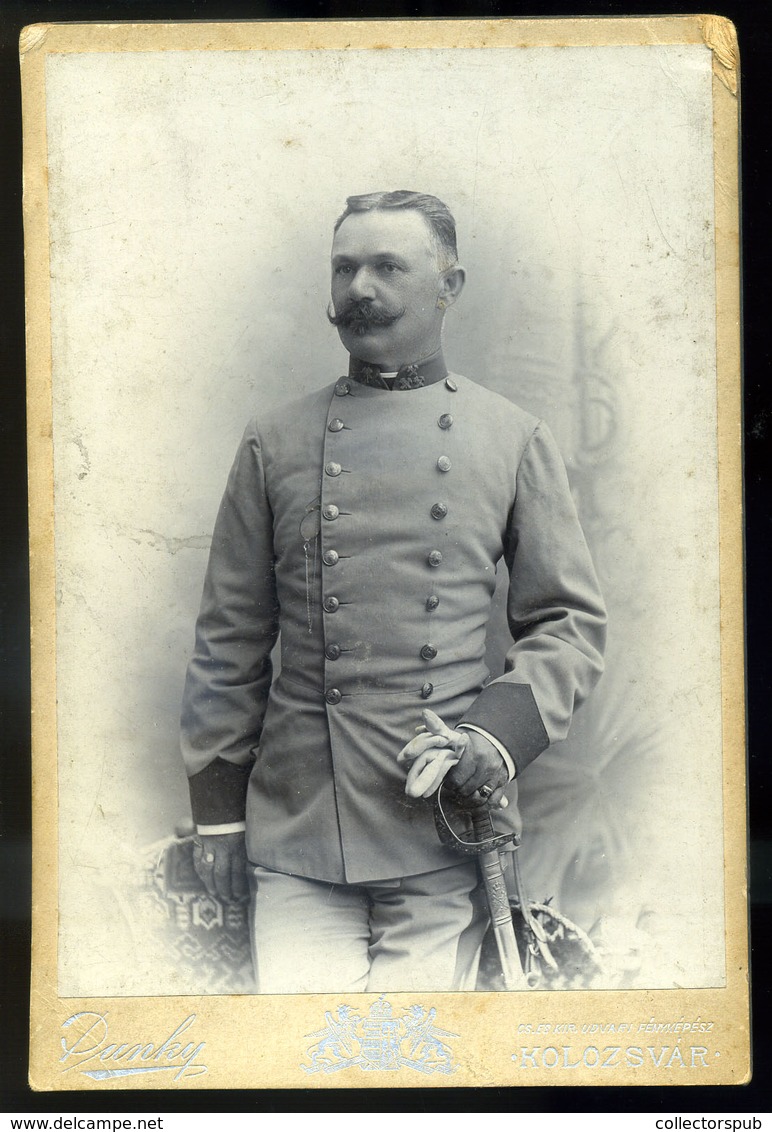 KOLOZSVÁR 1899. Dunky : Katona Portré, Cabinet Fotó  /  1899 Dunky: Soldier Portrait Cabinet Photo - Andere & Zonder Classificatie
