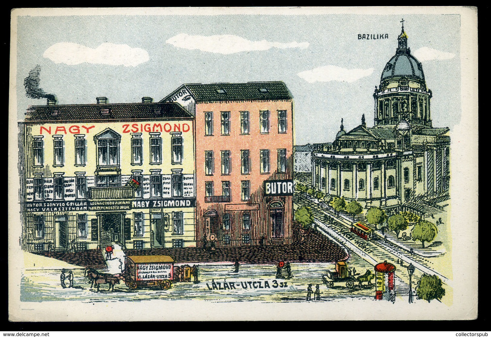 BUDAPEST 1942. Friss Zsigmond üzlete Litho Képeslap, Kiállítási Bélyegzéssel  /  1942 Zsigmond Friss' Store Litho Vintag - Covers & Documents