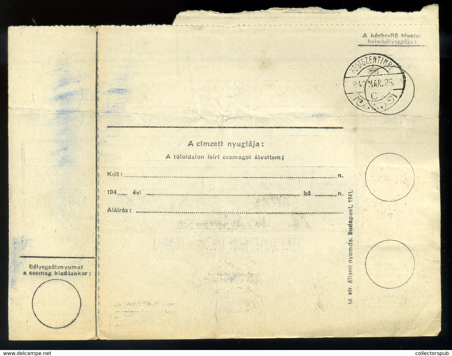 1942. II. VH Szelvényes Tábori Postai Szállítólevél TP 13 Pestszentimrére Küldve  /  WW II Segmented FPO Parcel P.card T - Brieven En Documenten